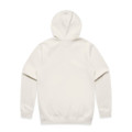 A light cream zip-up hoodie with a hood and long sleeves, featuring a plain back design.