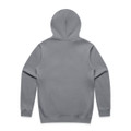 A grey zip-up hoodie with a hood, featuring a simple design and no visible branding.