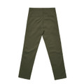 Straight pants in a rich olive green colour with a straight leg design and two back pockets, featuring subtle branding.