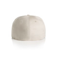 A beige cap featuring a smooth finish and a logo on the back.