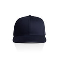 A navy blue cap with a flat brim and adjustable fit. Features a logo on the front.