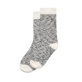 A pair of grey and cream slub socks displayed together, featuring a textured pattern and contrasting cuffs.