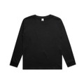 A long-sleeve t-shirt in black, featuring a simple design and a logo on the label. Classic youth style.