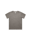 A heavy faded tee for kids in a muted olive green colour, featuring a simple crew neck and a logo on the tag.