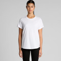 A white t-shirt with a relaxed fit and short sleeves, featuring a subtle logo.