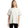 A light grey heavy faded tee with a relaxed fit and short sleeves, featuring a logo on the front.