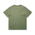 A green heavy faded T-shirt with a simple short-sleeve design and no visible branding.