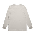A long-sleeve tee in a faded beige colour, featuring a plain back and cuffed sleeves. It has a logo.