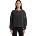 A dark grey faded crew jumper with a relaxed fit and long sleeves. It features a subtle logo.