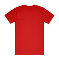 A red Block Tubular Tee featuring a plain back and a logo on the front.