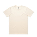 A plain cream-coloured t-shirt with short sleeves and a round neckline. It features a logo on the inside label.