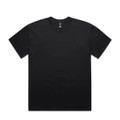 A black t-shirt with a relaxed fit and a round neckline, featuring a logo on the label.