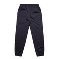 A pair of relaxed fit track pants in navy blue with an elastic waistband and tapered legs.