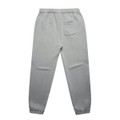 A pair of light grey track pants featuring an elastic waistband and a single back pocket.
