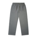Cuffless track pants in grey, featuring an elastic waistband and a single back pocket.