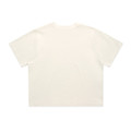 A cream-coloured crop tee with a relaxed fit, featuring a plain back and a small logo.