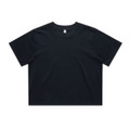 A black classic crop tee with a simple design and a small logo on the label.