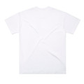 A plain white oversized t-shirt featuring a logo on the back. Suitable for casual wear.