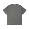 A grey stone wash heavy tee with a classic short-sleeved design and a plain back. Features a small logo.