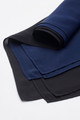 A folded women's hijab featuring layers in navy blue and black, showcasing a smooth fabric texture.