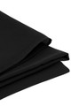A black womens hijab with a smooth texture, folded neatly for display. It includes a subtle logo.