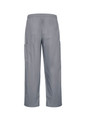 Classic unisex scrub cargo pants in grey with two side pockets and an elastic waistband. Features a logo.