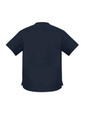 A dark navy unisex scrub top with short sleeves and a relaxed fit, featuring a plain design.