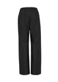Black women's bootleg scrub pants with an elastic waist and straight legs, featuring a simple design.