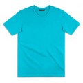 A bright turquoise women's T-shirt with a classic crew neckline and short sleeves. Features a logo on the label.
