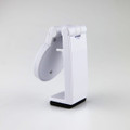 A white mobile phone stand with a foldable design and a black base. It features a simple, modern look.
