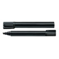 A black Staedtler Lumocolor permanent marker with a chisel tip, featuring a cap and a body design.