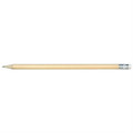 A grey-lead pencil with a wooden body and a silver ferrule at one end.