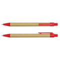 A Kraft Pen featuring a brown paper barrel and red plastic accents, including a clip and tip.