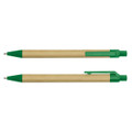 A Kraft Pen featuring a recycled brown paper body and green plastic accents.