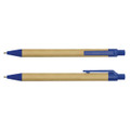 A set of Kraft Pens featuring a kraft paper barrel and blue plastic accents.