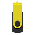 A Helix 8GB Flash Drive in a yellow and black design, featuring a swivel mechanism for protection and portability.