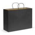 An extra-large black paper carry bag with two handles.