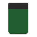 A green Lycra phone wallet with a black top, featuring a logo. Ideal for holding smartphones and cards.