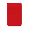 A red Lycra phone wallet featuring a pocket for cards or cash.