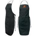 A black Ritz bib apron featuring a logo, with adjustable ties for a secure fit.