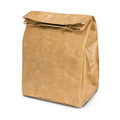 A kraft paper cooler lunch bag with a fold-over top. The bag has a simple, uncoated texture and a neutral brown color.
