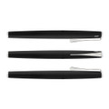 A sleek black Lamy Studio rolling ball pen set featuring three pens with a silver clip and accents.
