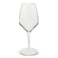 A clear, elegant 440ml wine glass with a slender stem and a wide bowl, featuring a simple logo on the base.