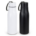 A drink bottle set featuring a sleek black and white design, each with a carry strap and a logo.