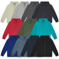 A collection of TRENDSWEAR Jasper Unisex Hoodies in various colours, laid out in a grid pattern. Each hoodie features a zipper and a hood.