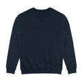 A navy blue unisex sweatshirt featuring a crew neckline and ribbed cuffs. It has a logo or branding on it.