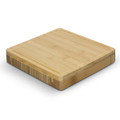 A square bamboo cheese board with a smooth surface and angled edges, featuring a natural wood finish.