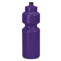 A drink bottle in vibrant purple with a ribbed design and a screw-on lid, featuring a logo.