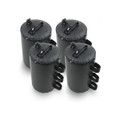 A set of four black weight bags with handles and screw-top openings, designed for stability during events.