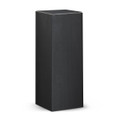 A tall, black box with a smooth finish, featuring a simple design and no visible branding.